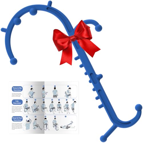 Back and Neck Massager for Pain Relief Deep Tissue, Upgraded Full Body Trigger Point Cane Massage Tools, Massage Stick Pressure Point Hook, Muscle Knot Remover Tool (Blue)