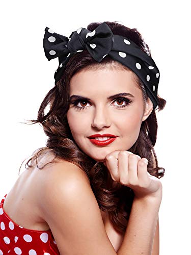 SATINIOR 1950s Chiffon Square Handkerchief Neck Scarf Satin Ribbon Hair Tie for Women3