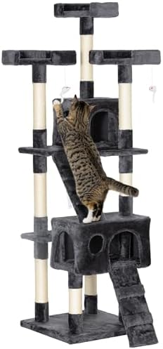 PawHut Árbol Rascador para Gatos Grande 50x50x170 cm con Múltiple...