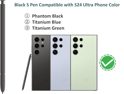 Image of SLQ Galaxy S24 Ultra S Pen [Withbluetooth |4096 Pressure Sensor ] Replacement For Samsung Galaxy S24 Ultra 5G All Versions Touch Stylus Pen With 5Xtips /Nibs (Black)