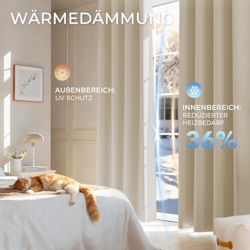 Runyéla Verdunklungsvorhänge mit Ösen Gardinen, Thermovorhang Hitzeschutz – Ansicht 4