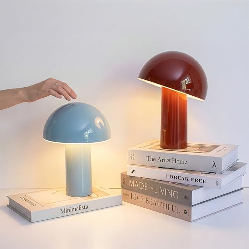 Brightech Celia Cordless Dimmable Mushroom Table Lamp (Recycled Plastic, 10in, Warm White) — view 6