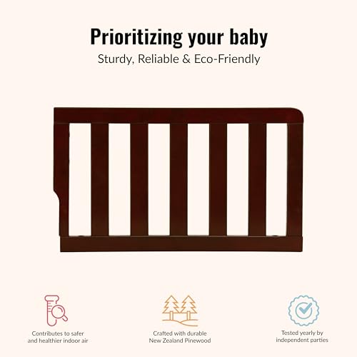 Image of Dream On Me Convertible Crib Toddler Guard Rail in Espresso, Converts Cribs to Toddler Beds, Solid Wood Construction