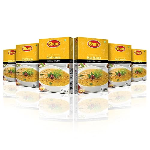 Shan Daal Recipe and Seasoning Mix 3.52 oz (100g) - Spice Powder for Traditionally Mild Lentil Curry - Suitable for Vegetarians - Airtight Bag in a Box (Pack of 6)