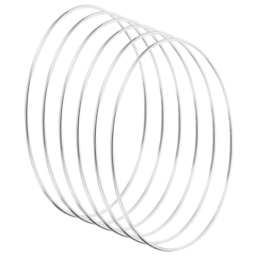 PATIKIL - PATIKIL 6.3 Inch Dream Catcher Rings, 6 Pcs Metal Macrame Wreath Floral Round Ring Hoop for Christmas Decor Home Car DIY Craft Wedding Wall Hanging Decorations, Silver