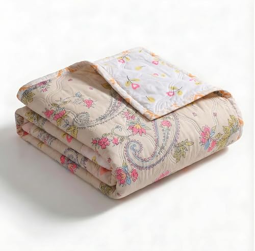 Kartik fashion Cotton Quilt for Single or Double Bed | Lightweight Floral Comforter | Reversible All-Season Dohar Blanket