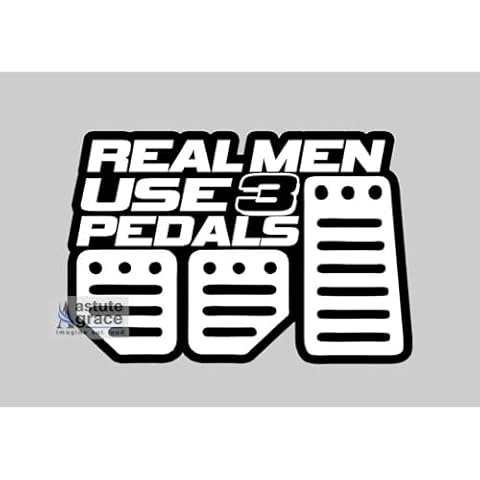 Astute Grace Real Men Use Three Pedals Black and White Bumper Sticker for Car Trucks Suvs Laptops 6.5 X 4.5 in | AG-707 Cover