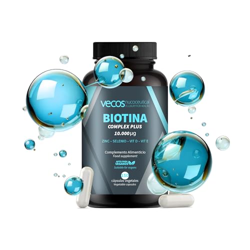 Biotina 10000 mcg de alta concentración + Zinc + Selenio | Vitaminas para la Caída y Crecimiento de Cabello y Uñas | 150 cápsulas vegetales