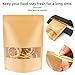 100 Pcs Kraft Stand Up Pouches 5.5 x 7.9 Inch Resealable Zip Lock Food Storage Bags with Matte Window for Packaging
