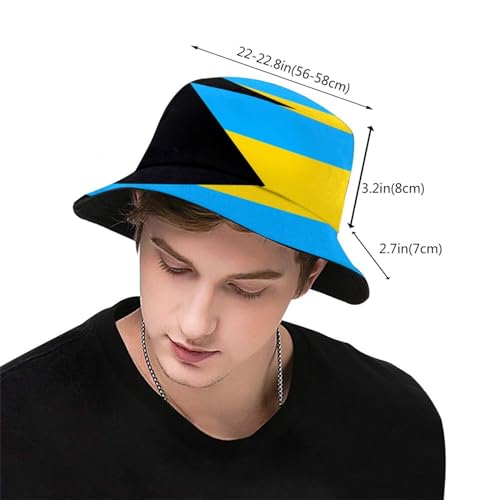 Image of Bahamas Flag Bucket Hats Fashion Sun Cap Packable Flag Fisherman Hat for Women Men Summer Travel Hat