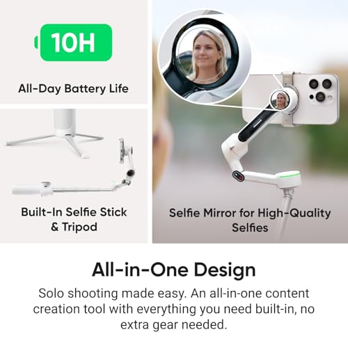Image of Insta360 Flow 2 Pro Creator Bundle Gray - for Foldable AI Phone Gimbal, Dockkit, 360º Pan Tracking, Free Tilt Mode, Built-in Tripod /Selfie Stick, Portable Vlog /Travel Stabilizer, Spotlight, Magsafe