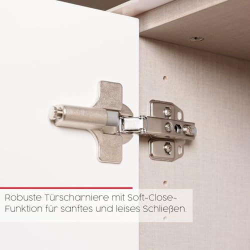 Rauch Möbel Flipp, Nachttisch für Schlafzimmer, Kinderzimmer, Wohnzimmer, Flur, Garderobe, 2-türig, 3 Schubladen, mit Softclose-Funktion, Griffe und Metallkufe Chrom, Farbe Glas Weiß, Breite 160 cm