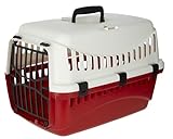 Kerbl 81348 Boîte de transport Expedion (boîte de transport pour animaux domestiques chats chiens lapins) en plastique 45x30x30 cm crème/bordeaux