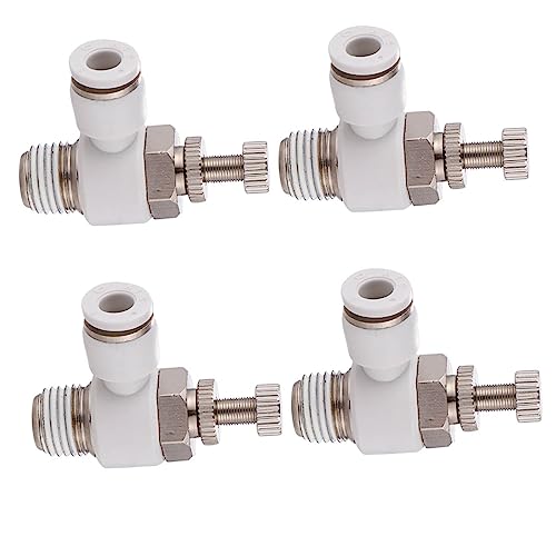 Didiseaon 4 Piezas Conector de válvula de acelerador válvula de control de flujo de aire neumático válvula reguladora de aire válvula de flujo de aire liberación aérea Cobre niquelado Silver
