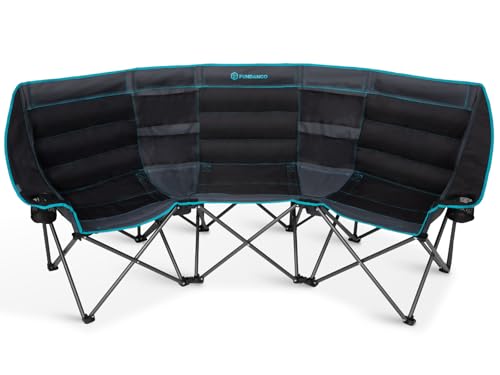 FUNDANGO Double Camping Chair Cooler, 3 Person Folding