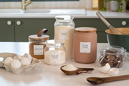 AVERY - Pochette de 48 étiquettes Minimalistes Prêtes à l'emploi pour Bocaux de Produits Alimentaires, Format Carré 4,8 x 4,8cm