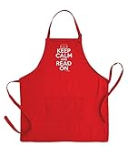 ThisWear Reading Gifts For Women Keep Calm And Read On Two Pocket Adjustable Bib Apron Red