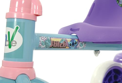 Triciclo In Metallo A Ruota Libera Con Maniglione Posteriore Direzionabile E Cestino Porta Giochi Di Stitch - 3