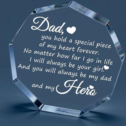 Image of DIGI ARTS Dad Acrylic Plaque Gift from Daughter - Emotional Thank You Dad Keepsake, Father's Day Birthday Gift for Dad, Engraved Love Message Desk Decor (12.5 X 12.5) cm