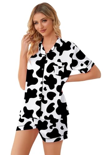 Image of Girls & Womens Satin Pajamas Set, Silk Button-Down Sleepwear 2 Piece Nightwear, 3 Years - Women XXL