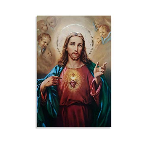 DSGFR Póster decorativo de creencias religiosas del Sagrado Corazón de Jesús, lienzo decorativo para pared, sala de estar, dormitorio, pintura de 40 x 60 cm