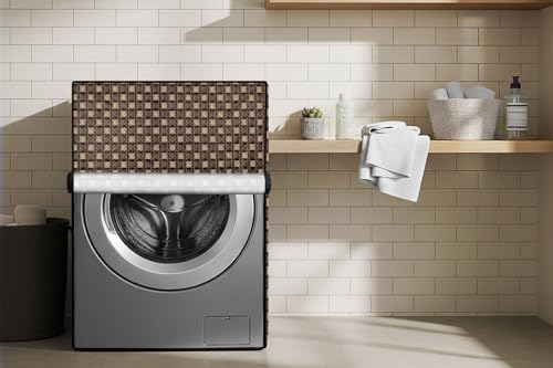 Image of Stylista Washing Machine Cover Compatible for Front Load Bosch WAK20166IN 6.5Kg Traditional Checkered Pattern Brown