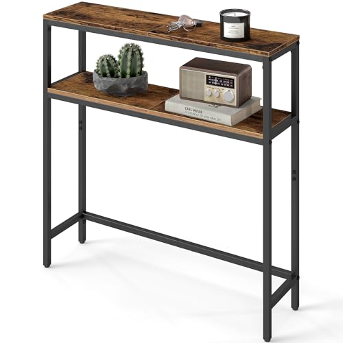 VASAGLE Console Table, 2-Tier Narrow Sofa Table with 2 Shelves, 7.9 x 31.5 x 31.5 Inches, for Living...