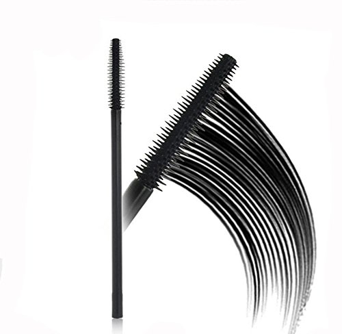 50PCS Portable Silicone Eyelash Volume Eyelash Comb Eyelash Brush Washable Hygienic Mascara Wands Set Make-up Accessory for Grafting Eyelash and Travel (Black)