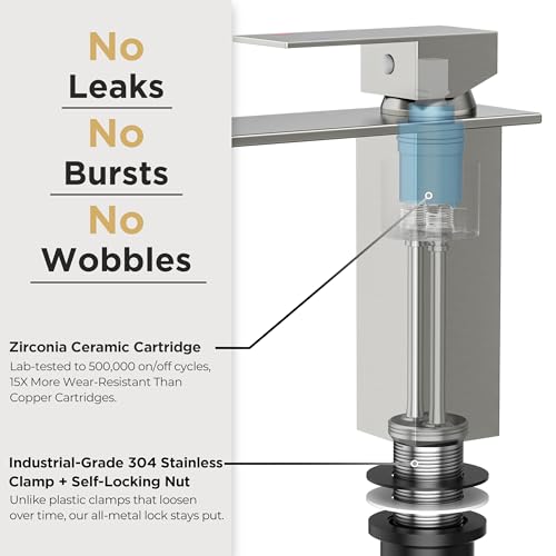 FORIOUS Bathroom Faucet Brushd Nickel Modern Waterfall Bathroom Sink Faucet 1 or 3 Hole Single Handle with Deck Plate and Drain, Suitable for Vanity Rv Camper Commerical thumbnail 5