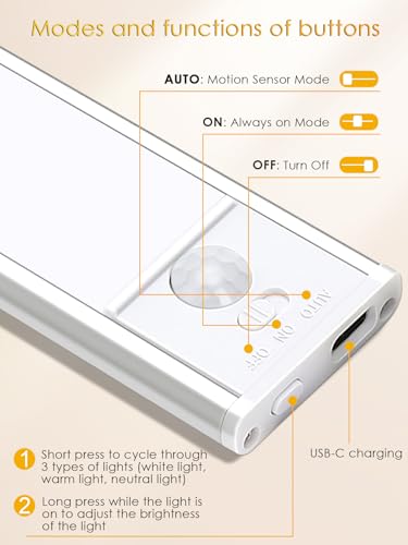 Luces LED magnéticas con sensor de movimiento para cocina y despensa inalámbricas recargables 5