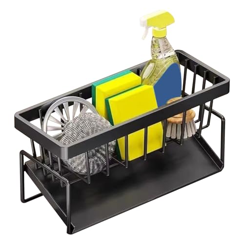 Duroecsain Organizador para fregadero de encimera, porta esponjas de acero inoxidable - Estante resistente con drenaje rápido para el hogar