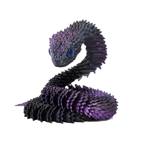 XPJBKC 3D Gedruckte Schlange Spielzeug, 40 cm Flexible SchlangenFidget Toys, 3D Gedruckte Tiere Spielzeug, 3D Gedruckte Kunststoff Schlangen für Büro und Zuhause Dekorationen (Lila)