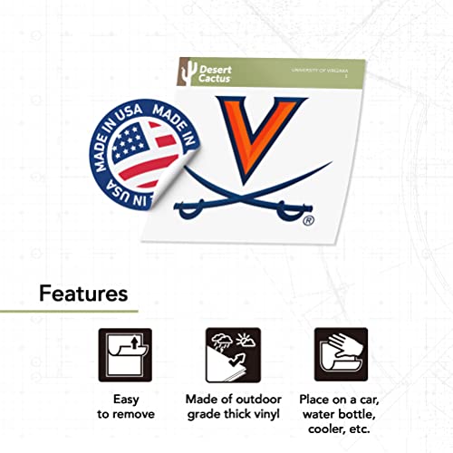 Image of Desert Cactus Virginia Cavaliers Sticker Car Decal (IND 1)