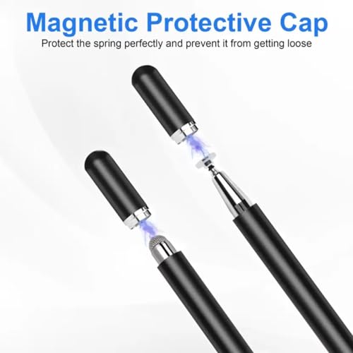 Image of OLV Aluminium Fine Point Stylus Pen with Spare Disk for Touch Screen Devices | 2-in-1 Capacitive for iPad, iPhone, iPad Pro, Android Tablets | Precision Stylus for Drawing, Sketching, Writing (Black)