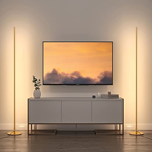 DEWENWILS 57.5" Minimalist LED Corner Floor Lamp, Set of 2 Modern Dimmable Mood Lighting, Standing Tall Floor Lamp for Living Room, Bedroom, Office, 3000K Warm White Light (Gold) DEWENWILS 57.5" Minimalist LED Corner Floor Lamp, Set of 2 Modern Dimmable Mood Lighting, Standing Tall Floor Lamp for Living Room, Bedroom, Office, 3000K Warm White Light (Gold)