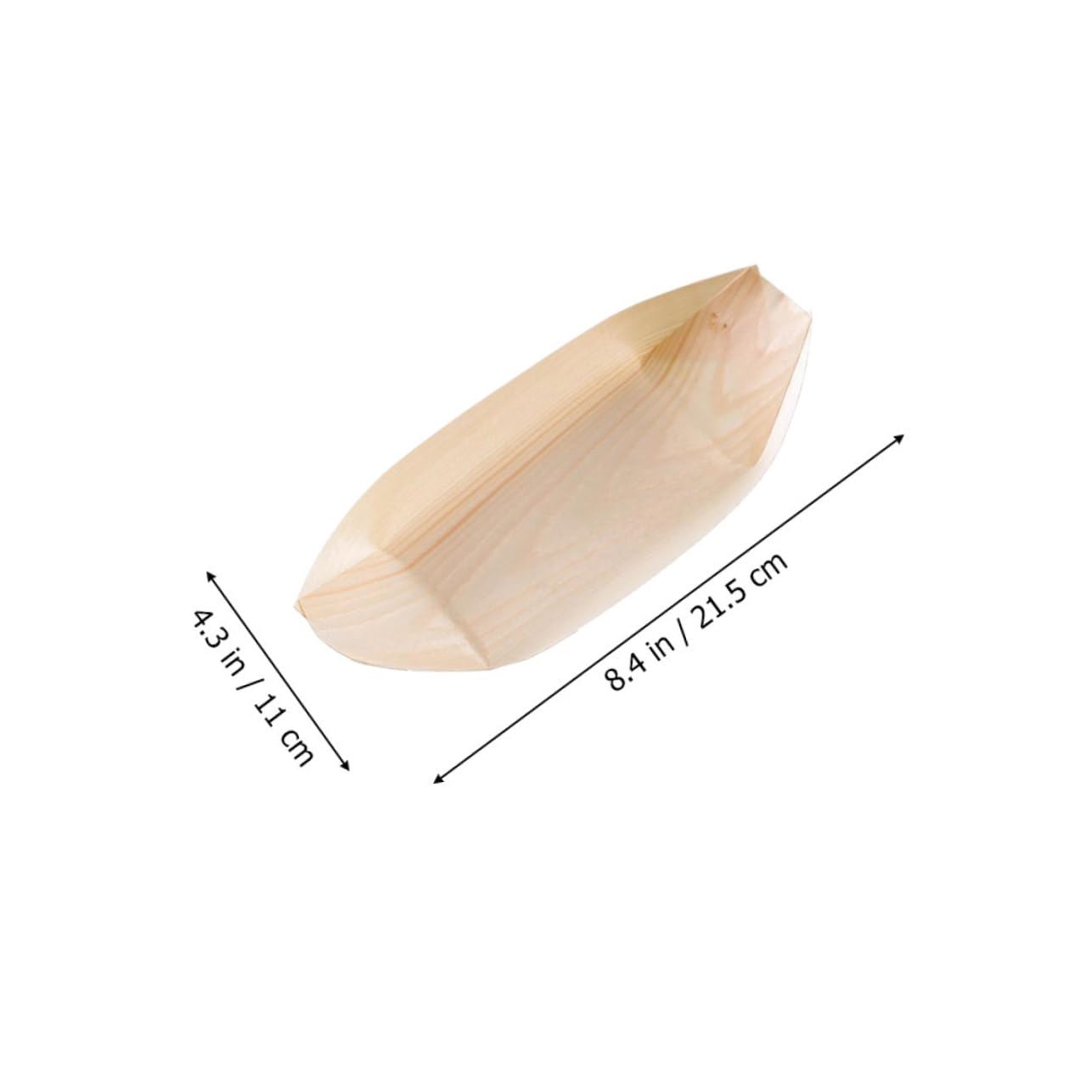 OFFSCH Japanese Style Wooden Sushi Serving Trays 100pcs Disposable Food Trays Boat Design
