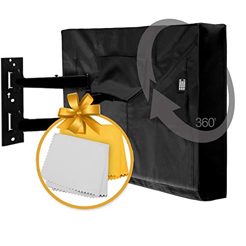 Lish Premium Waterproof Outdoor TV Cover 52 to 55 inches with Front Flap, Thick Fabric, Weatherproof Outdoor TV Enclosure for Outside Tv - Thumbnail 3