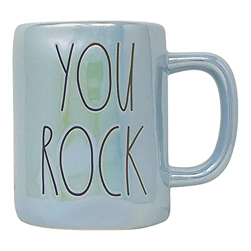 Rae Dunn Ceramic Coffee/Tea Mugs (You Rock/Blue Iridescent)