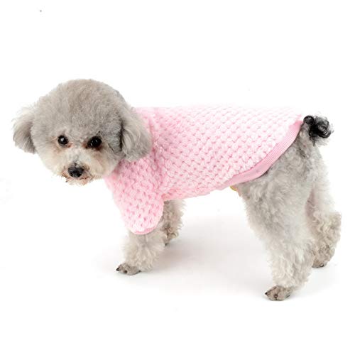 SELMAI Pullover für Kleine Hunde Mittelgroße Weich Warm Flauschiger Kleider Welpe Chihuahua Mantel Dackel Plüsch Kleidung Katzen Haustiere Tägliche Tragen Winddichtes Kaltes Wetter Winter Rosa M