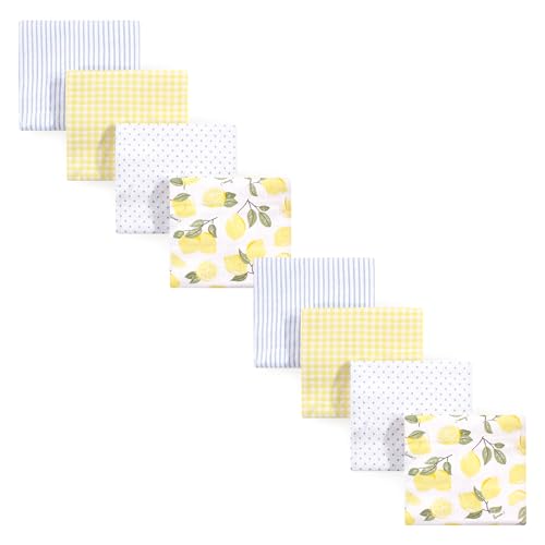 Image of Hudson Baby Unisex Baby Cotton Flannel Receiving Blankets Bundle Set, Lemons 8-Pack, One Size