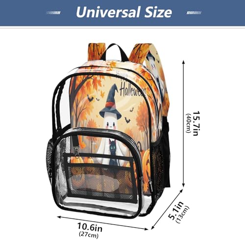 Clear Backpack for School Maple Leaves Ghost Pumpkin Transparent Bookbag for Girls See Through PVC Boy Backpacks4