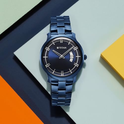 Image of Titan Blue Dial Analog Watch for Men-90170QM01