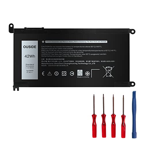 OUSIDE WDX0R Batterie pour Dell Inspiron 13 7378 5378 7368 5379 5368 7375 17 5767 15 7579 5567 5578 5570 5568 7569 5579 5565 7573 Latitude 3189 3580 P66F P58F P32E Y3F7Y 11.4V 42Wh Cover