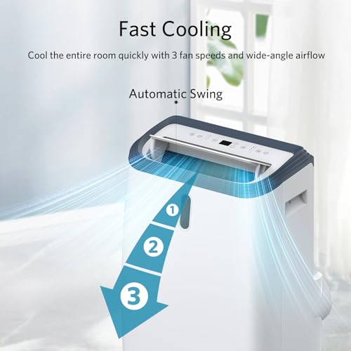 Image of 14000 BTU Portable Air Conditioner for Room up to 700 Sq.Ft, 4-in-1 AC Unit with Fan & Dehumidifier, Quiet Cooling, 24H Timer, Auto Louver, Window Kit for Bedroom Office Home