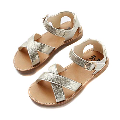 Crewell 1 Paire Enfant Fille Sandales Chaussures Antidérapant Open Toe Fashion pour Plage d'été, doré, 27