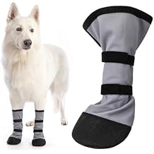 2 Pcs Dog Paw Wound Recovery Boots Non-Slip Dog Protector Boots for Injured Paw Breathable Soft Pet Shoes for Wound Care Outdoor WalkingL,Gray