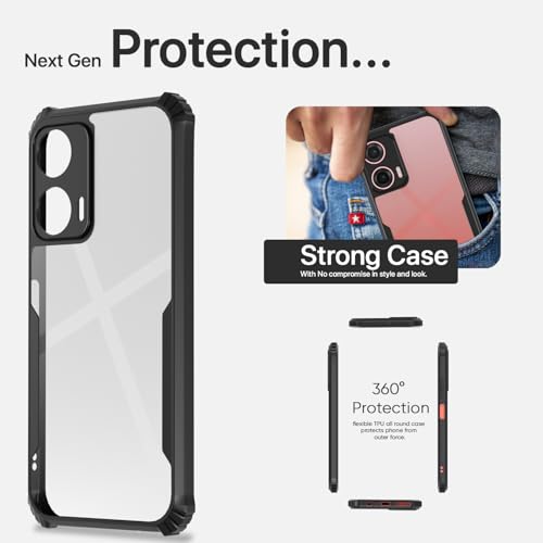 Image of Pikkme Crystal Clear Transparent Back Cover | Ultra Hyrbid | Full Camera Protection | Raised Edge | Bumper Case for Moto G35 5G (Black)