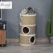 PawHut Kratztonne für Katzen 3 Etagen 70 cm Hoch Mit Innenloch Khaki+Kaffee