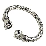 Serired S990 Sterling Silver Double Fist Collision Open Bangle for Men, Vintage Adjustable Boxing Tw