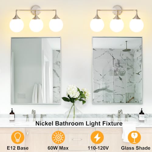 Ritakcdn Brushed Nickel Bathroom Light Fixtures Over Mirror Vanity 3-Light by Ritakcdn - Used condition - Image 3